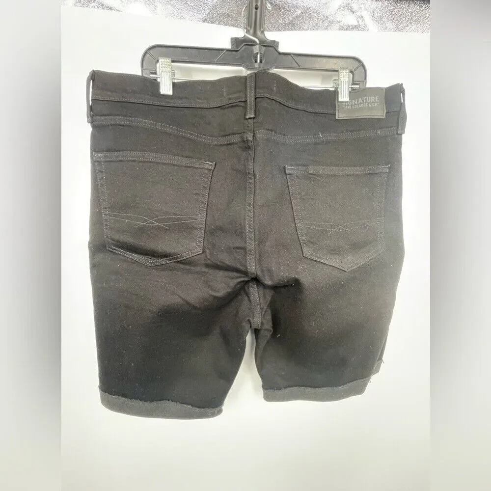 Signature Levi Strauss & Co.‎ Mens Jean Shorts Black Denim Size 36